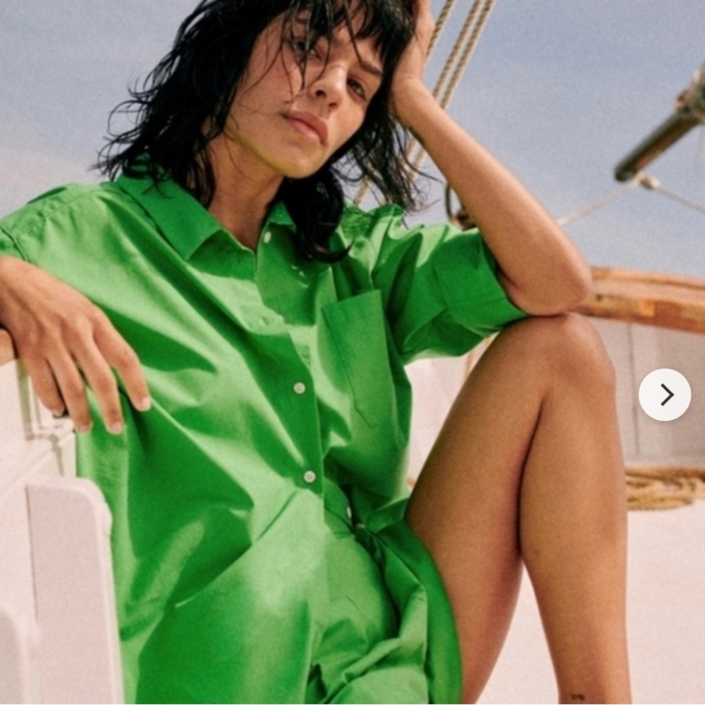 Sezane Kelly Green Two-Piece Max Shirt & Nicolo Shorts Set
